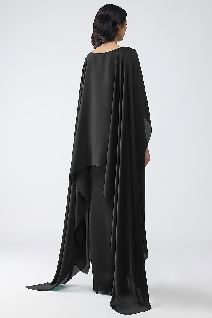 Black Satin Chiffon Skirt Set by Amit Aggarwal at Pernia's Pop Up Shop