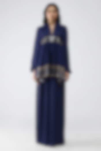 Ink Blue Polyester Kaftan Top by Amit Aggarwal at Pernia's Pop Up Shop