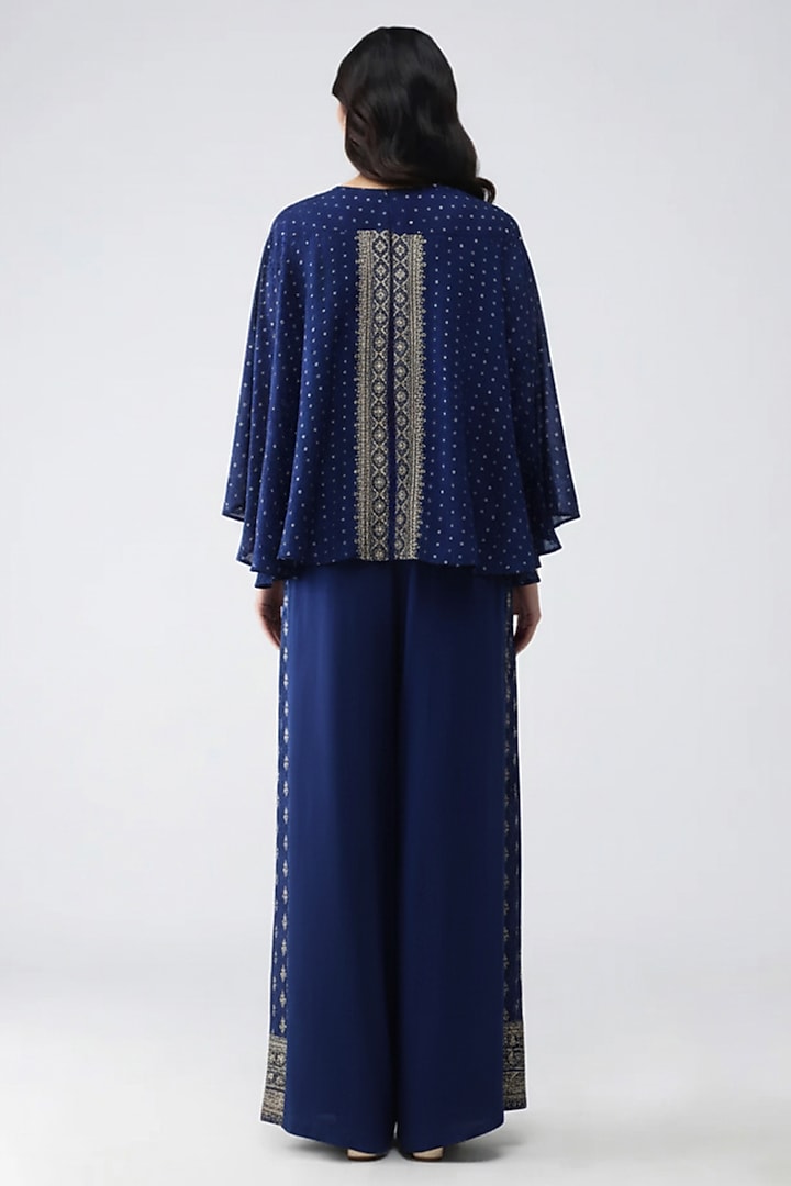 Ink Blue Polyester Kaftan Top by Amit Aggarwal at Pernia's Pop Up Shop