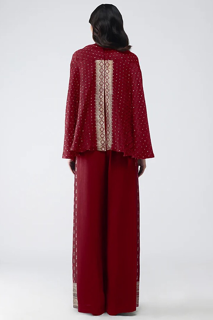Deep Red Polyester Kaftan Top by Amit Aggarwal at Pernia's Pop Up Shop
