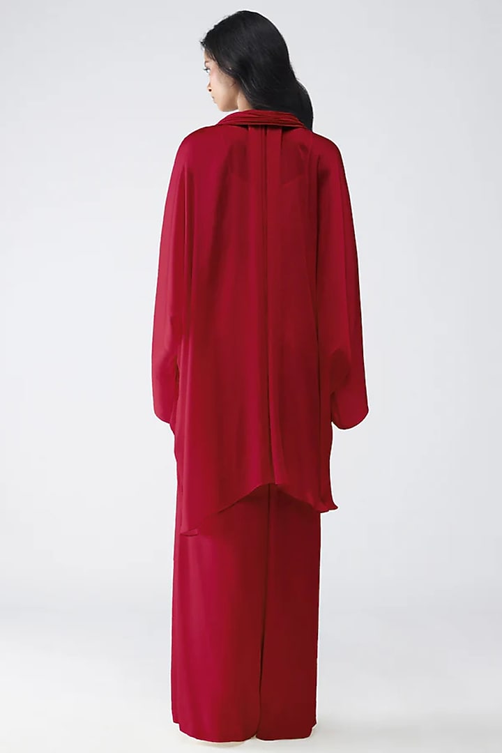 Deep Red Polyester Kaftan Set by Amit Aggarwal at Pernia's Pop Up Shop