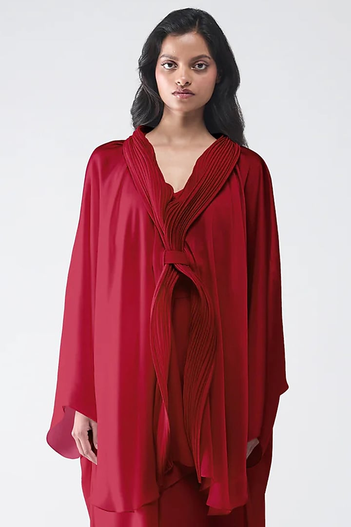 Deep Red Polyester Kaftan Set by Amit Aggarwal at Pernia's Pop Up Shop