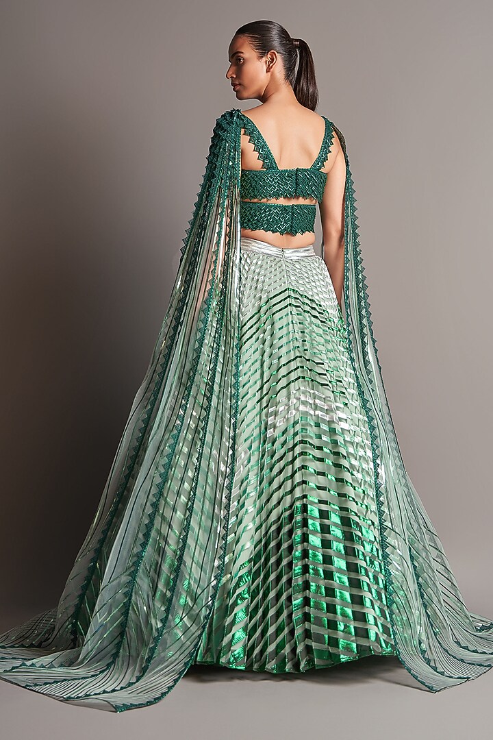 Emerald Green Embroidered Bridal Lehenga Set by Amit Aggarwal at Pernia's Pop Up Shop