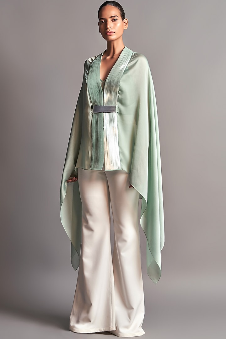Mint Green Draped Capre by Amit Aggarwal