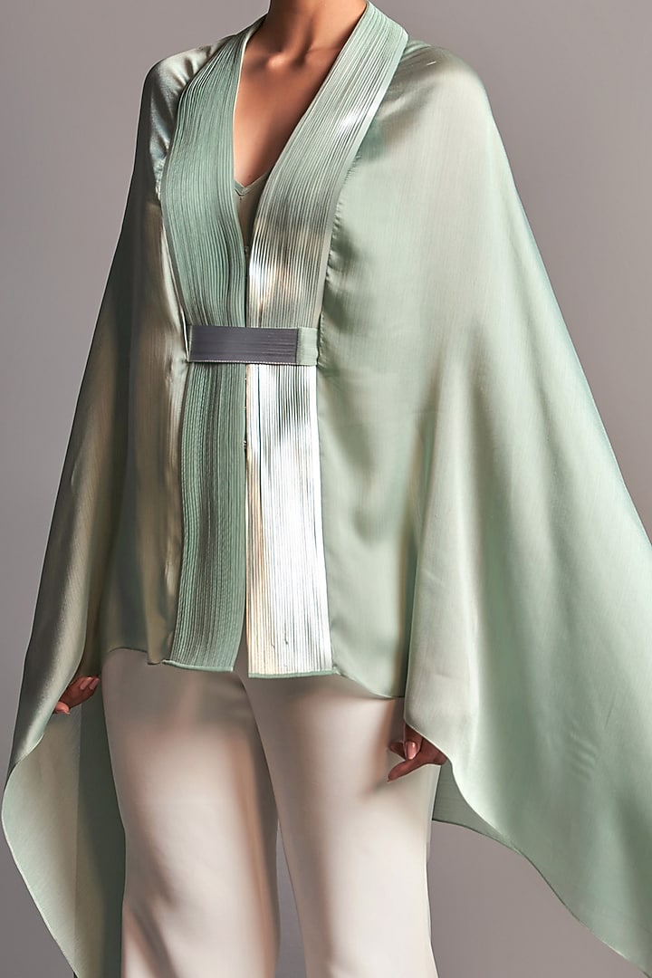 Mint Green Draped Capre by Amit Aggarwal at Pernia's Pop Up Shop