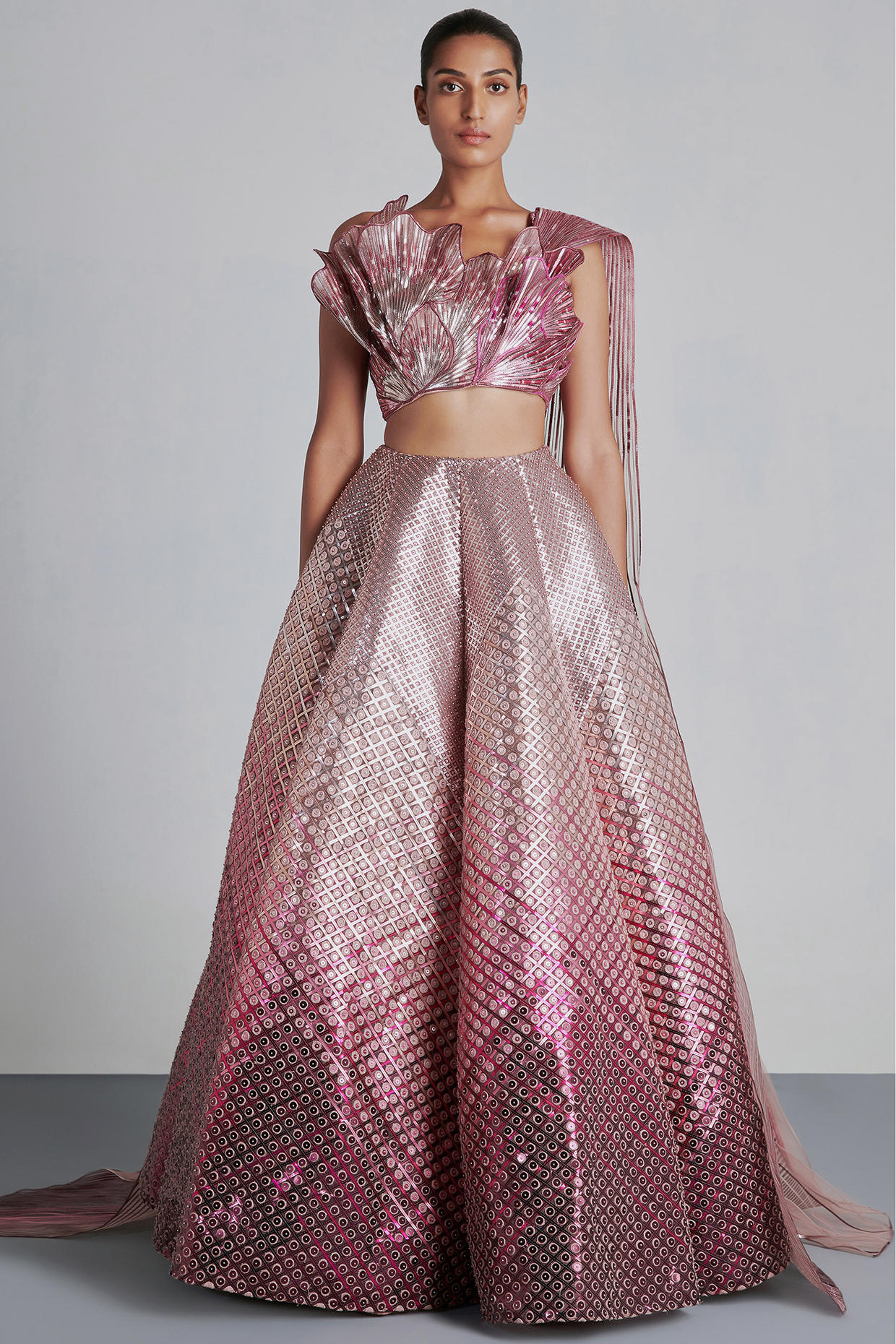 Fuchsia & Purple Ombre Embroidered Bridal Lehenga Set by Amit Aggarwal at Pernia's Pop Up Shop