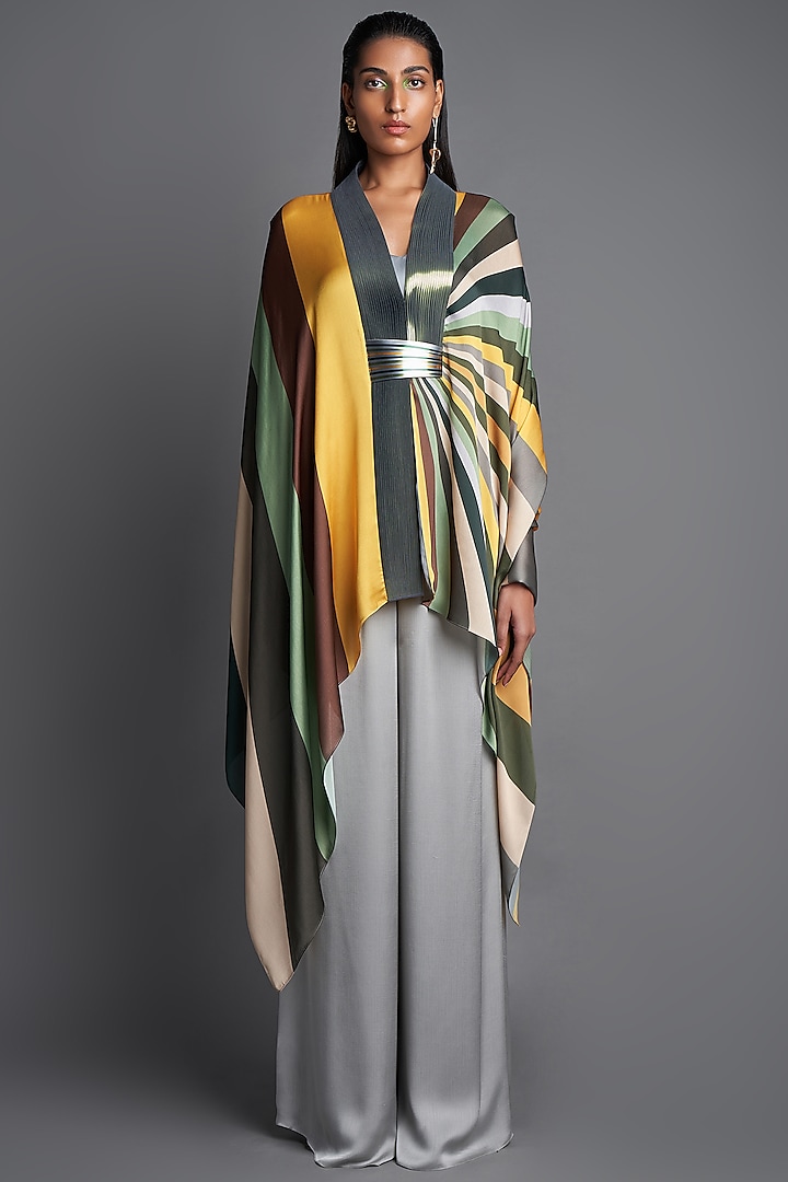 Emerald Sunray Draped Cape by Amit Aggarwal
