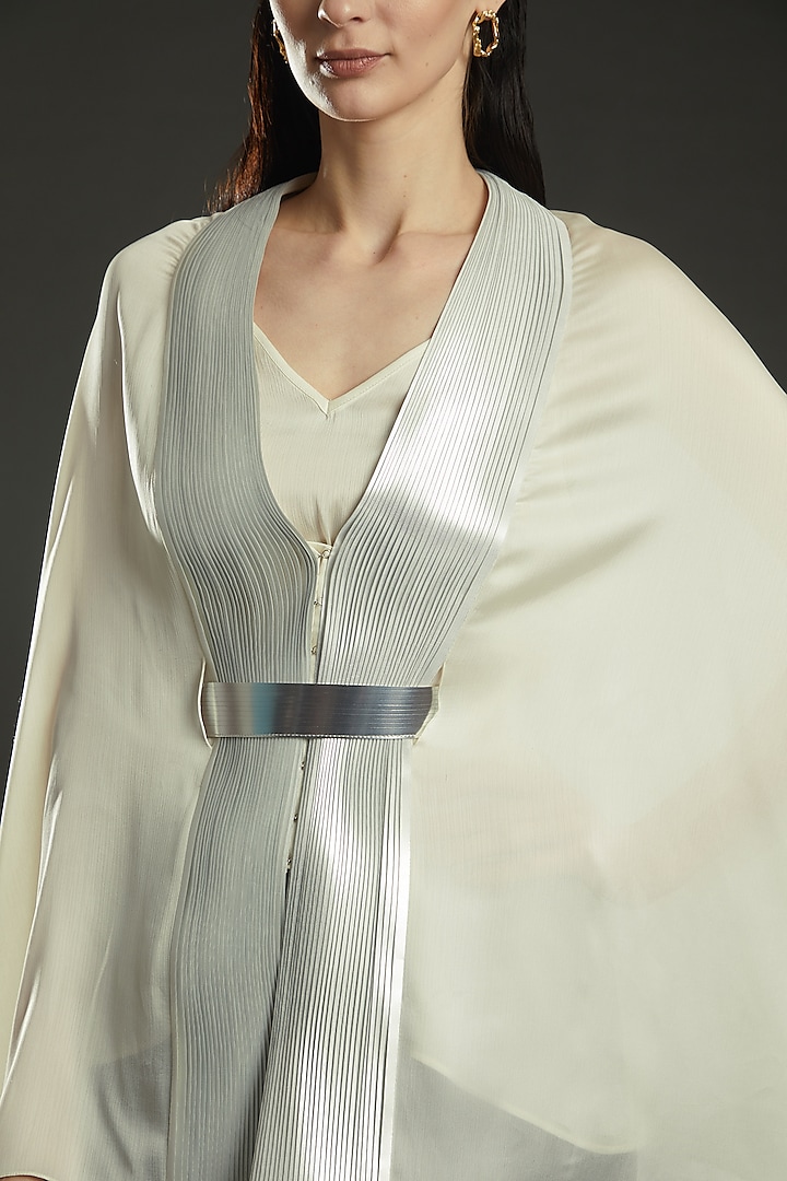 Ivory Chiffon Draped Cape by Amit Aggarwal at Pernia's Pop Up Shop