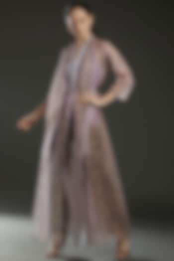 Lilac Striped Fabric Jacket by Amit Aggarwal at Pernia's Pop Up Shop