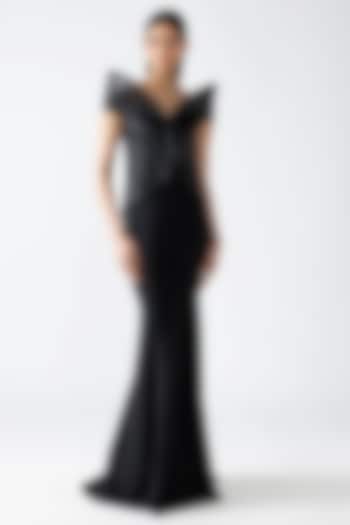 Cosmos Black Banana Crepe & Butterfly Net Bridal Gown by Amit Aggarwal at Pernia's Pop Up Shop