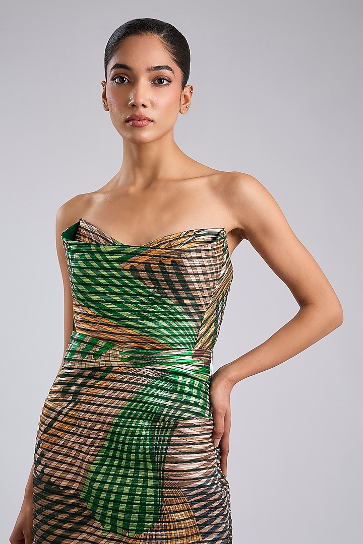 Emerald Green Butterfly Net Off-Shoulder Mini Party Wear Dress by Amit Aggarwal at Pernia's Pop Up Shop