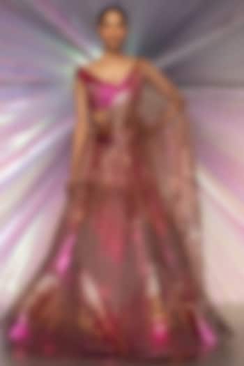 Pink Ombre Structured Bridal Lehenga Set by Amit Aggarwal at Pernia's Pop Up Shop