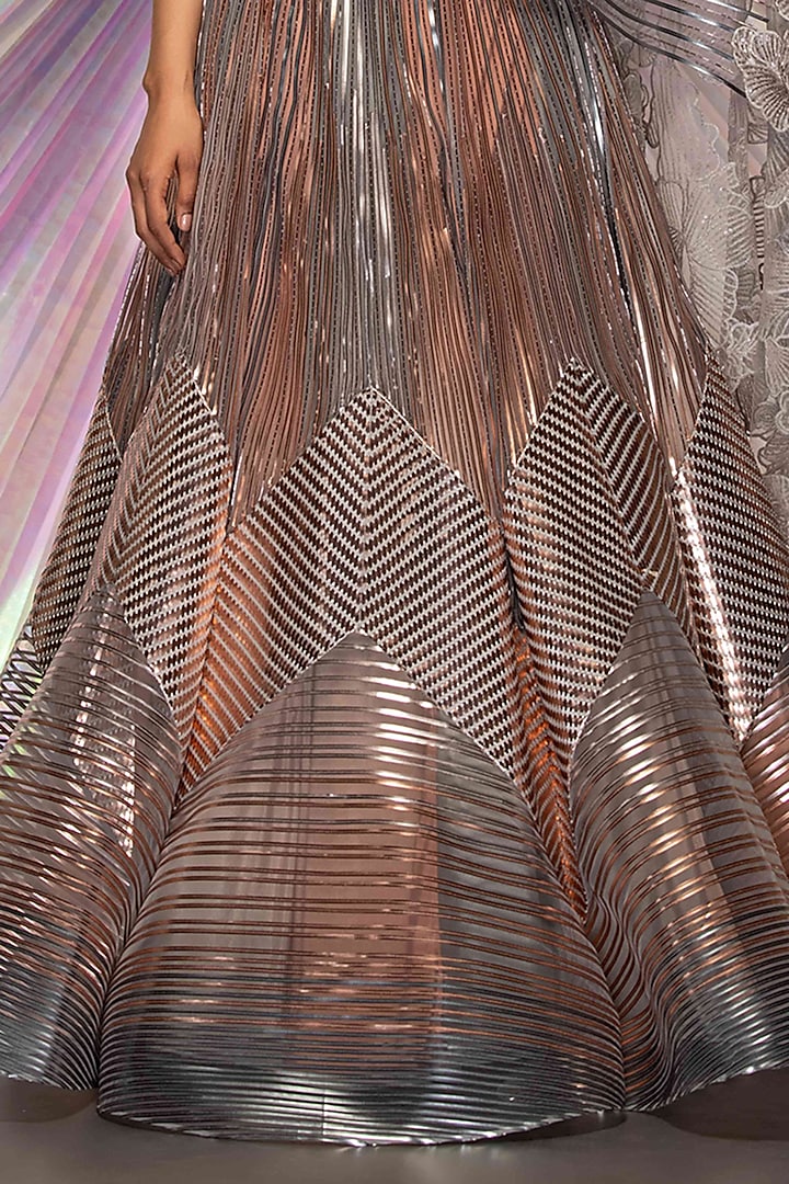 Blush & Silver Ombre Structured Bridal Lehenga Set by Amit Aggarwal at Pernia's Pop Up Shop