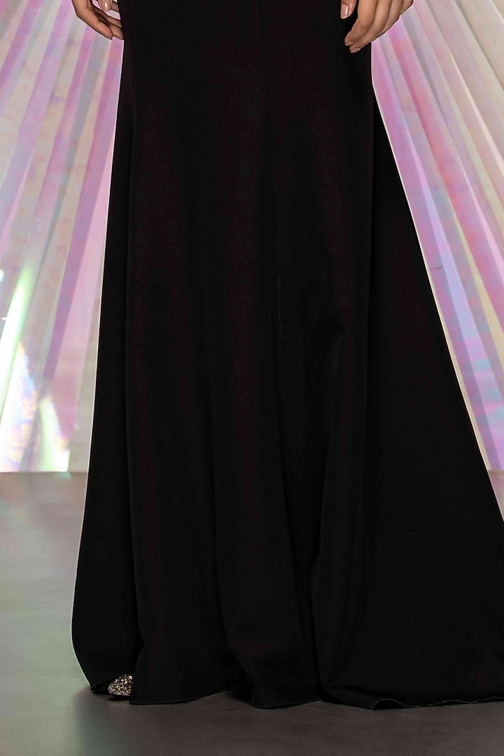 Black Metallic Corded Structured Gown by Amit Aggarwal at Pernia's Pop Up Shop
