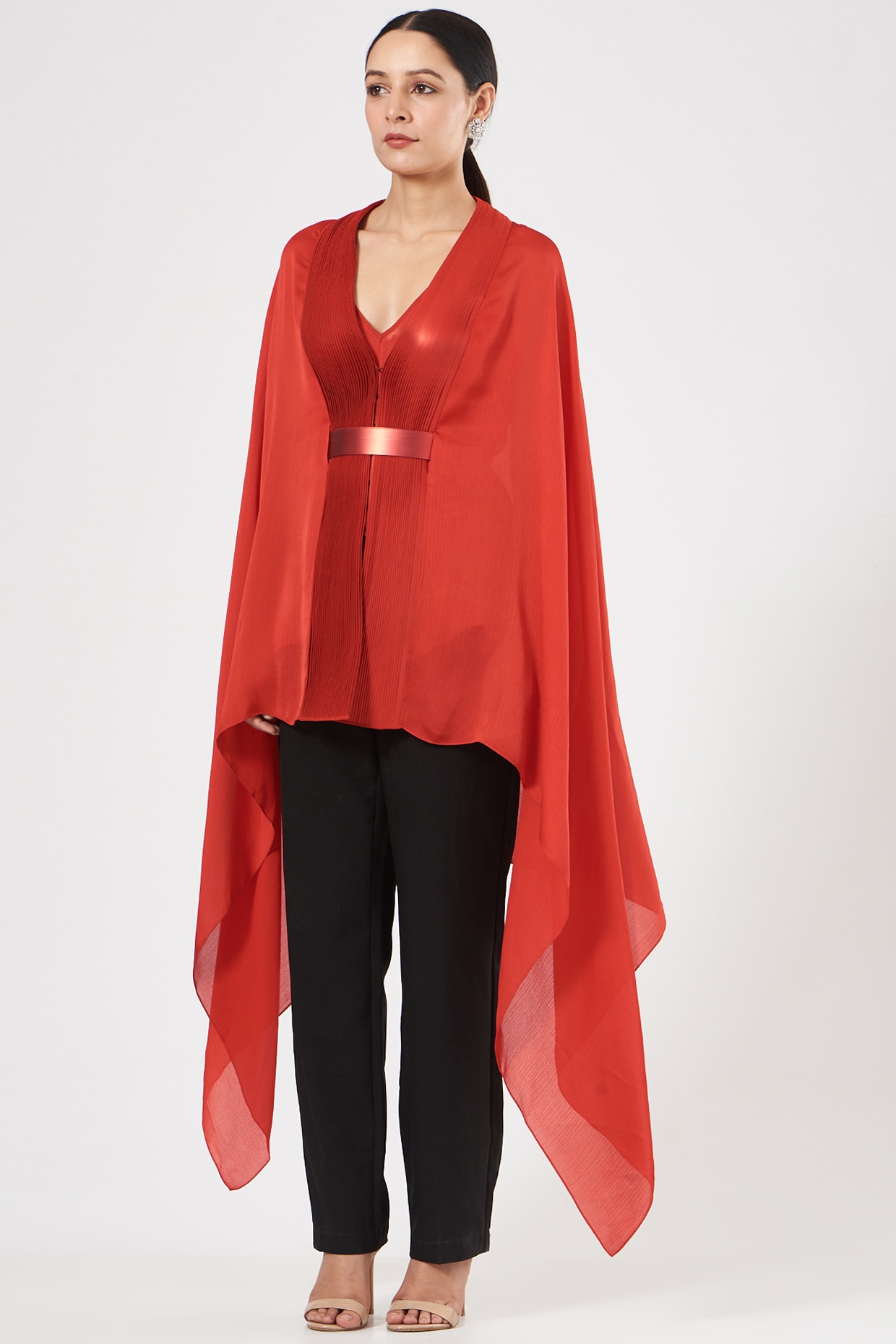 Red chiffon cheap cape