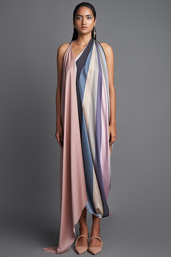 Pebble Sunray Asymmetrical Draped Cocktail Dress by Amit Aggarwal at Pernia's Pop Up Shop