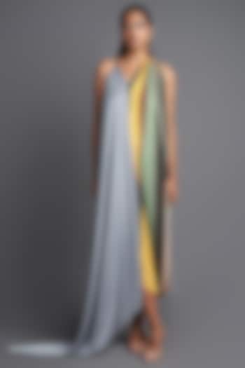 Emerald Sunray Asymmetrical Draped Dress by Amit Aggarwal