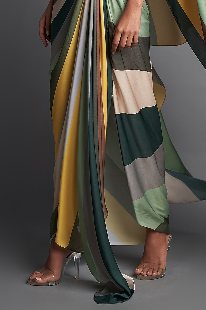 Emerald Sunray Draped Pant Set by Amit Aggarwal at Pernia's Pop Up Shop