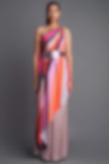 Pink Sunray Asymmetrical Draped Top by Amit Aggarwal
