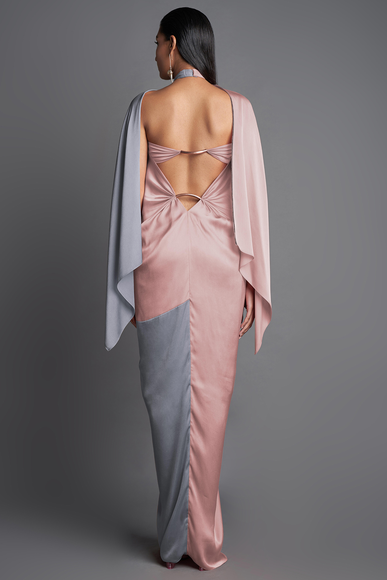 Blush Grey Draped Dress by Amit Aggarwal at Pernia s Pop Up Shop 2024