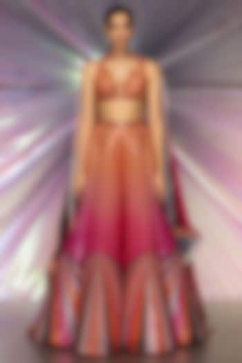 Pink Metallic Ombre Bridal Lehenga Set by Amit Aggarwal at Pernia's Pop Up Shop