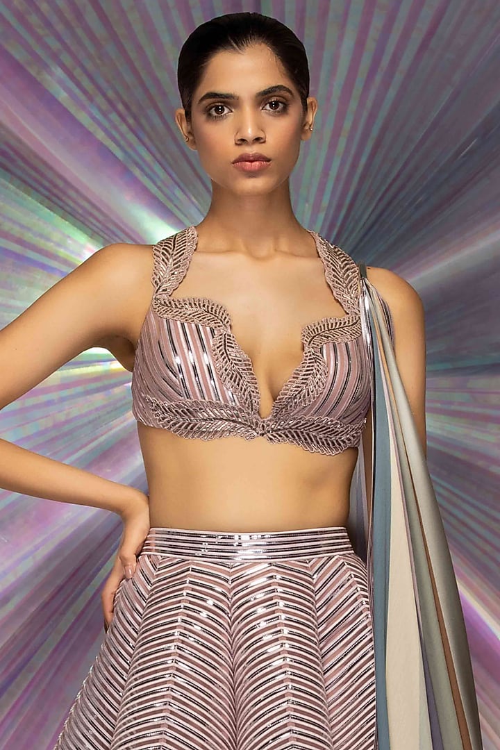 Pebble Metallic Ombre Bridal Lehenga Set by Amit Aggarwal at Pernia's Pop Up Shop