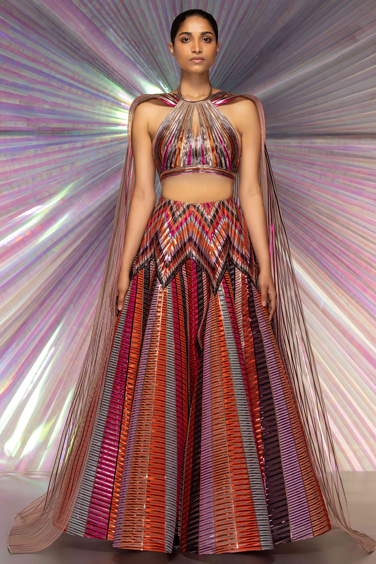 Pink Metallic Bridal Lehenga Set by Amit Aggarwal at Pernia's Pop Up Shop