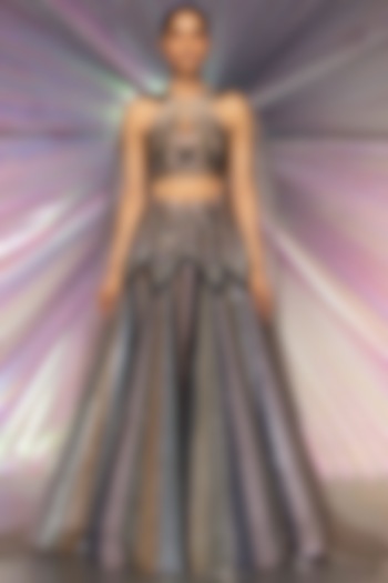Pebble Metallic Bridal Lehenga Set by Amit Aggarwal at Pernia's Pop Up Shop