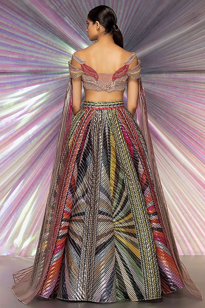 Multi-Colored Metallic Bridal Lehenga Set by Amit Aggarwal at Pernia's Pop Up Shop