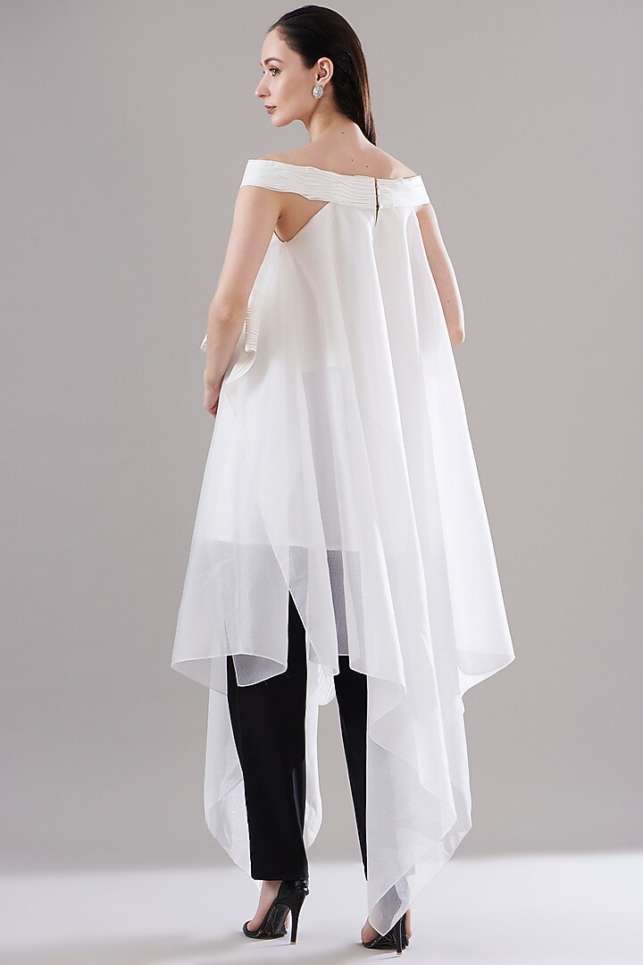 Ivory Organza Off-Shoulder Tunic by Amit Aggarwal at Pernia's Pop Up Shop