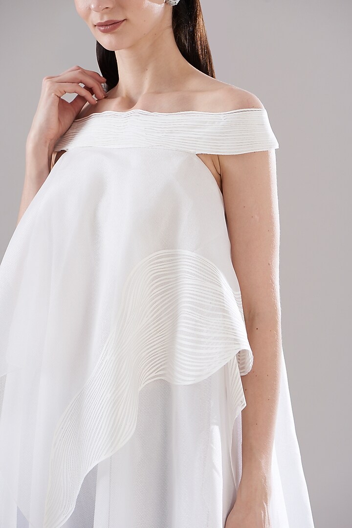 Ivory Organza Off-Shoulder Tunic by Amit Aggarwal at Pernia's Pop Up Shop