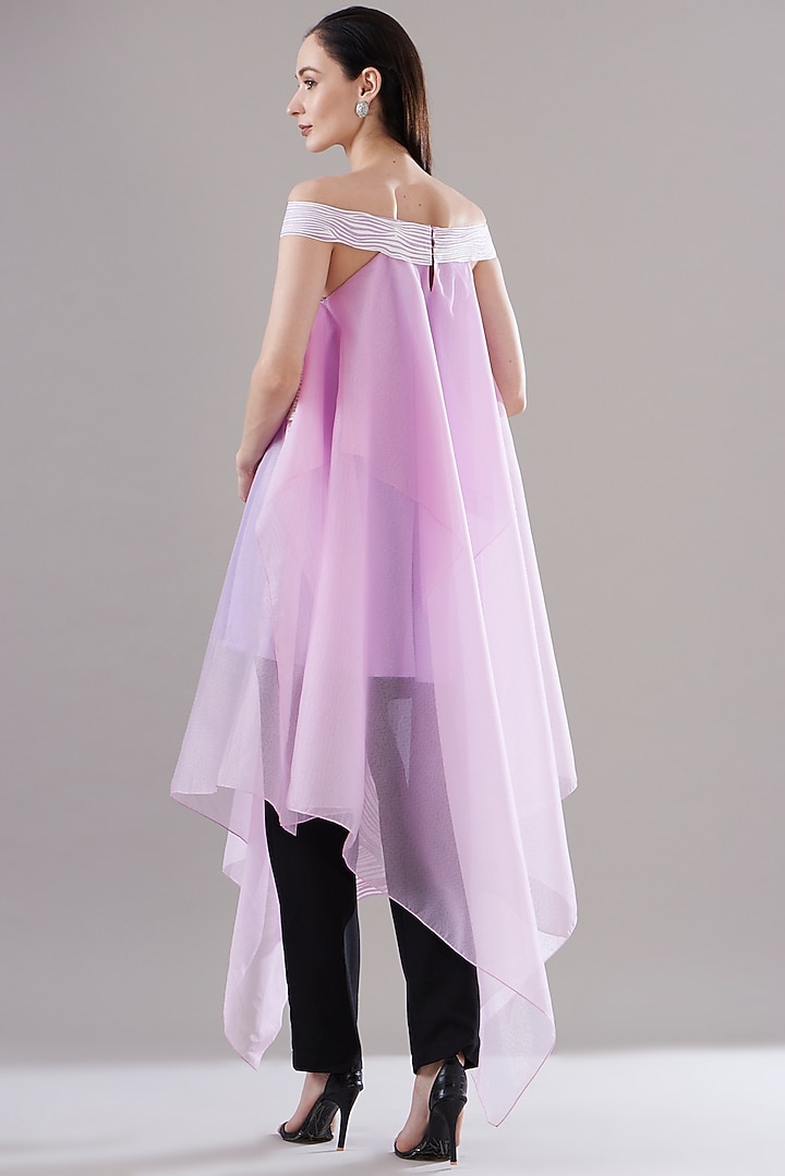 Purple Organza Off-Shoulder Tunic by Amit Aggarwal at Pernia's Pop Up Shop