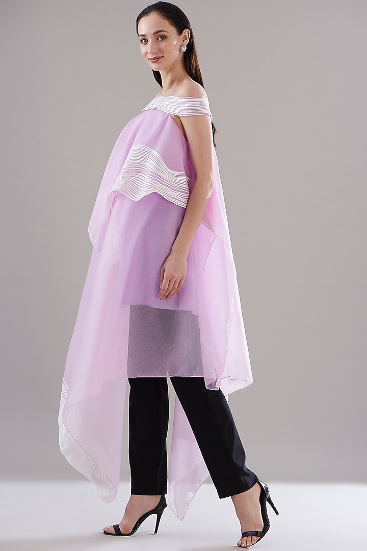 Purple Organza Off-Shoulder Tunic by Amit Aggarwal at Pernia's Pop Up Shop