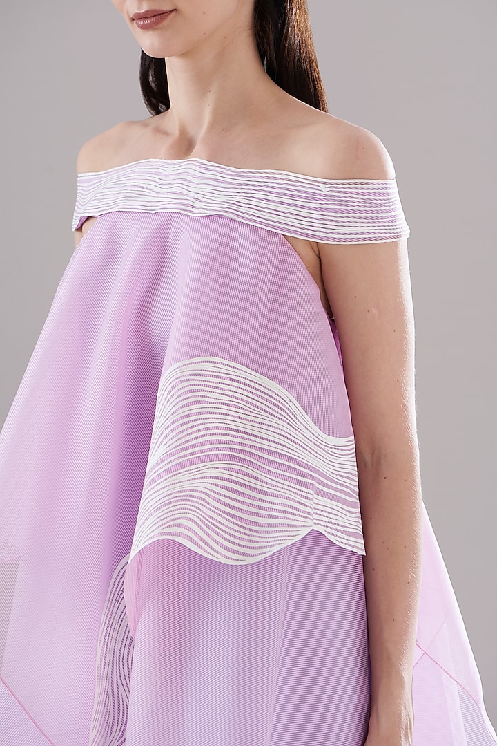Purple Organza Off-Shoulder Tunic by Amit Aggarwal at Pernia's Pop Up Shop