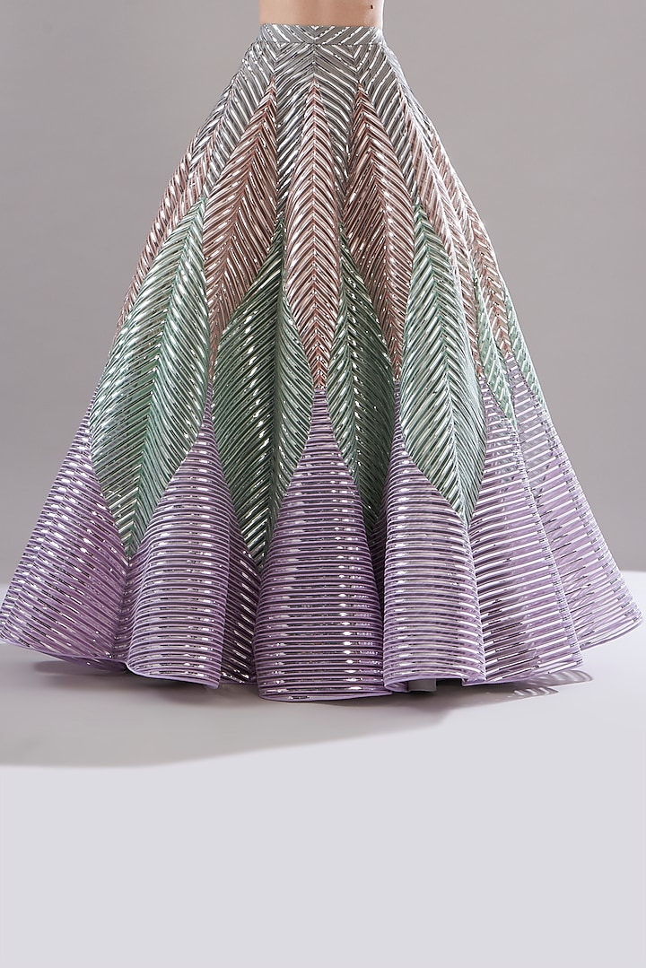 Multi-Colored Tulle Bridal Lehenga Set by Amit Aggarwal at Pernia's Pop Up Shop