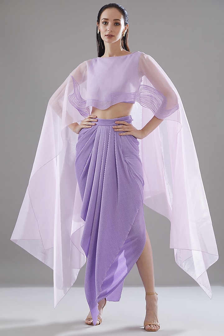 Purple Organza Dhoti Set by Amit Aggarwal at Pernia's Pop Up Shop