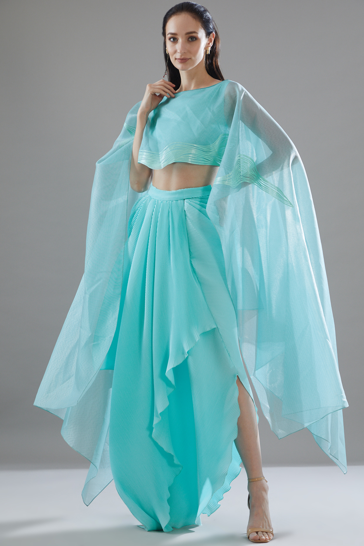 Blue Organza Dhoti Set by Amit Aggarwal at Pernia's Pop Up Shop