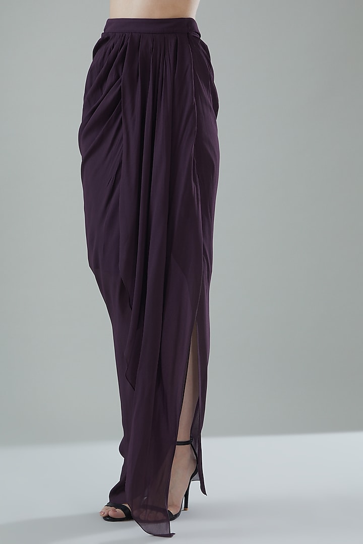 Black Handwoven Mesh Drapes Skirt Set by Amit Aggarwal at Pernia's Pop Up Shop