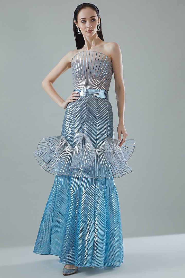 Ice Blue Tulle Gown by Amit Aggarwal