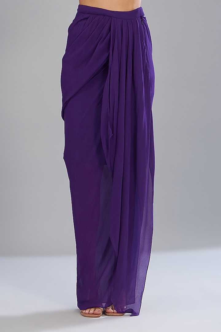 Purple Satin Chiffon Skirt Set by Amit Aggarwal at Pernia's Pop Up Shop