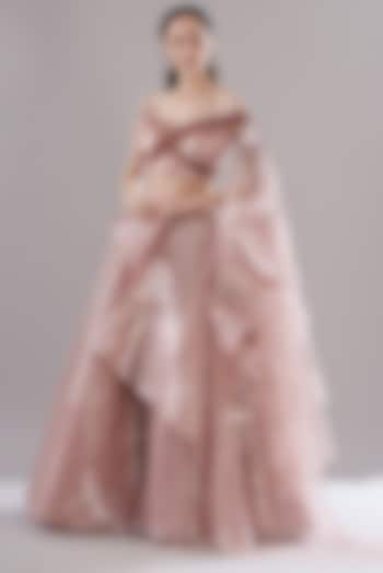 Pink Metallic Polymer Bridal lehenga for 22 Lehenga Set by Amit Aggarwal at Pernia's Pop Up Shop