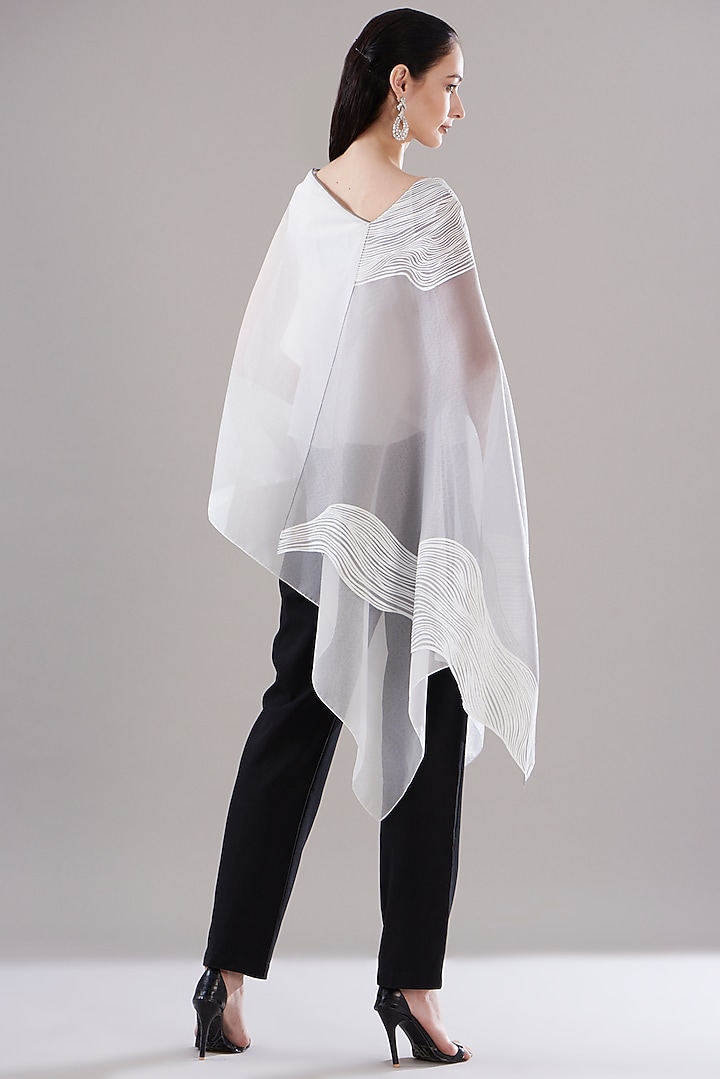 White Organza Asymmetrical Kaftan Top by Amit Aggarwal at Pernia's Pop Up Shop