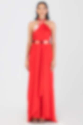 Magma Satin Chiffon Maxi Dress by Amit Aggarwal at Pernia's Pop Up Shop