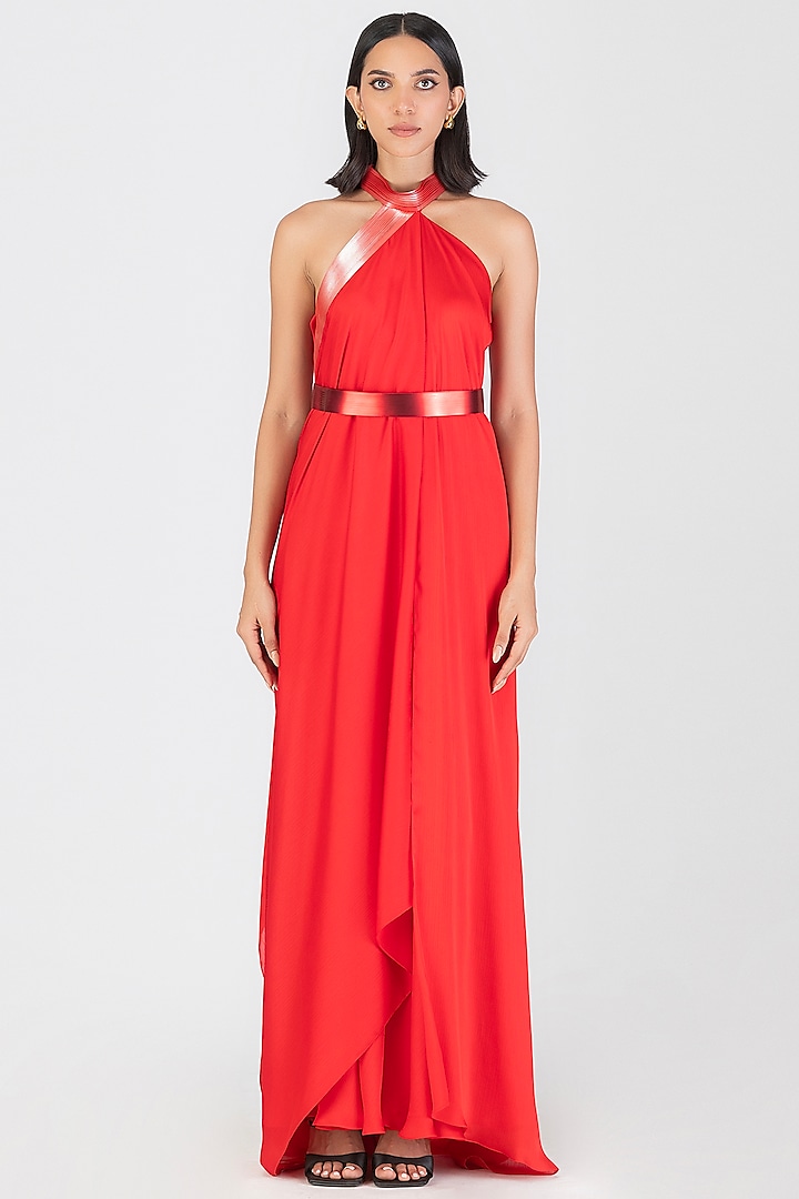Magma Satin Chiffon Maxi Dress by Amit Aggarwal at Pernia's Pop Up Shop