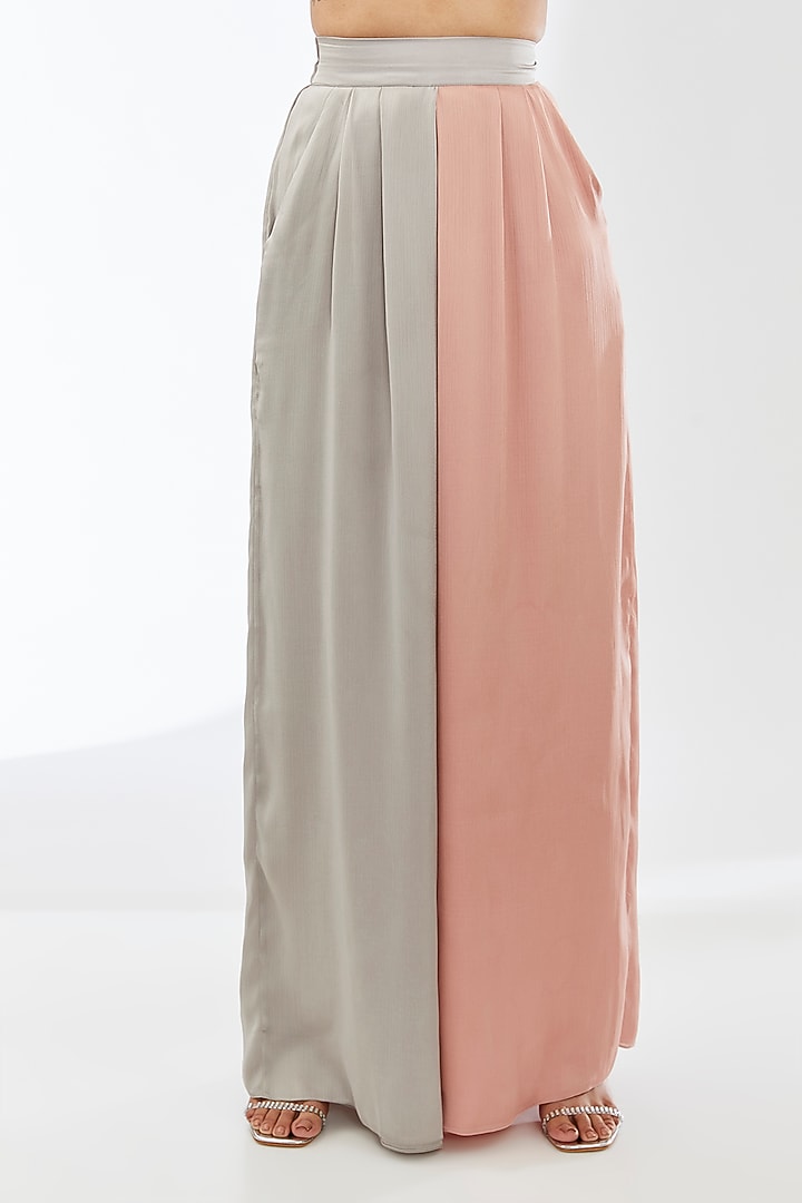 Rose Steel Satin Chiffon Cape Set by Amit Aggarwal at Pernia's Pop Up Shop