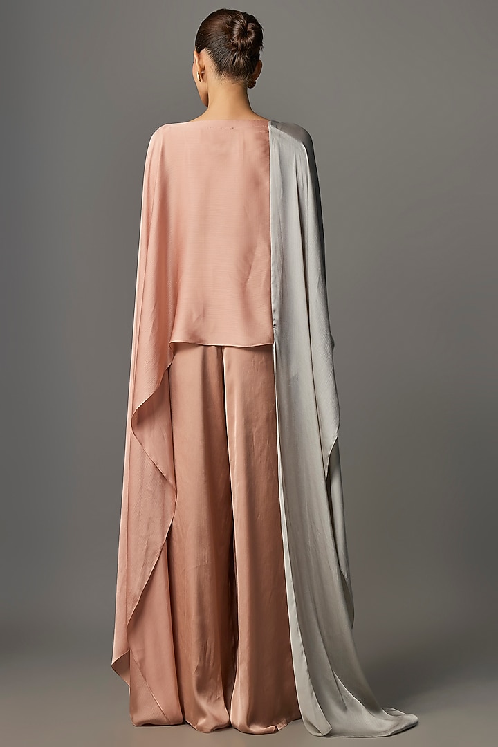Rose Steel Metallic Polymer & Crepe Chiffon Cape by Amit Aggarwal at Pernia's Pop Up Shop