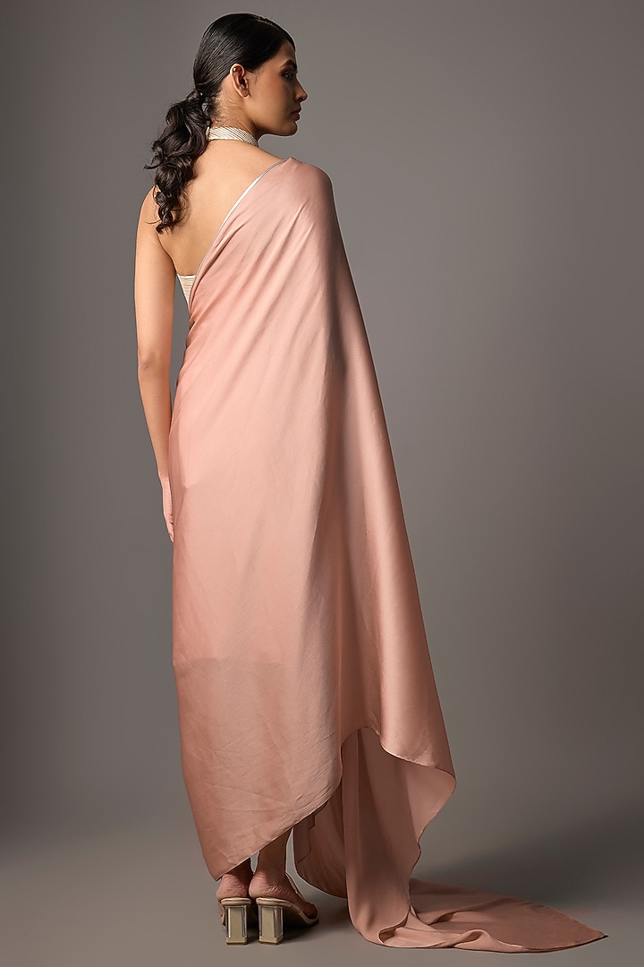 Rose Satin Chiffon Draped Party Wear Dress by Amit Aggarwal at Pernia's Pop Up Shop