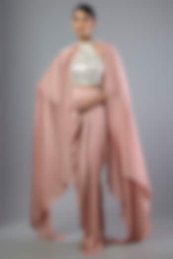 Rose Pink Satin Chiffon Skirt Set by Amit Aggarwal at Pernia's Pop Up Shop
