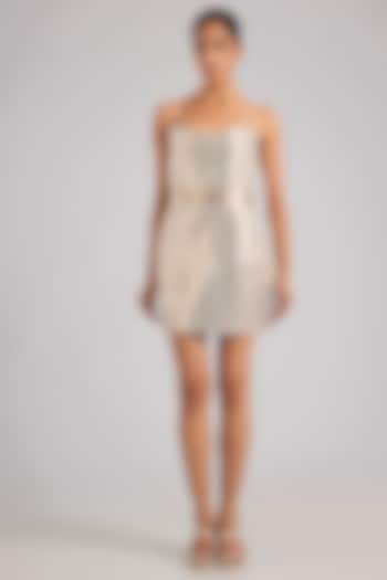 Multi-Colored Metallic Striper Mini Party Wear Dress With Belt by Amit Aggarwal at Pernia's Pop Up Shop