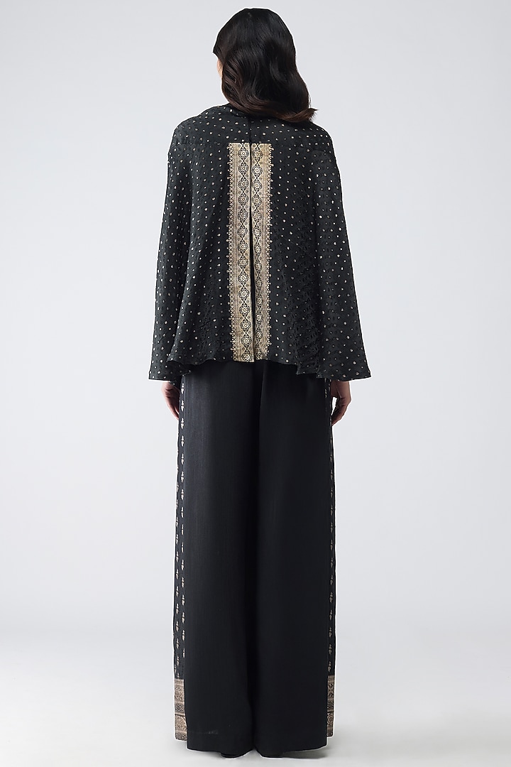 Onyx Black Satin Chiffon Short Kaftan Set by Amit Aggarwal at Pernia's Pop Up Shop